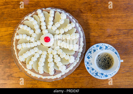 Top view of Cake and Coffee Stock Photo