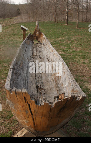 display of a native- americans' dugout canoe at james