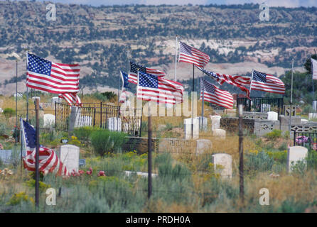 US flags on Navajo veterans' graves, Window Rock, Arizona. Photograph Stock Photo