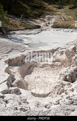 The Artists Paintpots, a bubbling pool of hot mud, south of Norris Geyser Basin in Yellowstone Nat. Park, Wyoming. Stock Photo