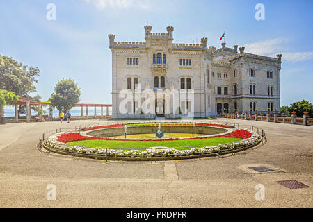 TRIESTE, ITALY - JULY 01, 2015: Miramare Castle, Trieste, Italy, Europe Stock Photo