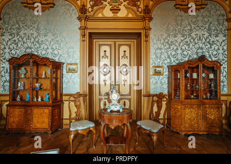 TRIESTE, ITALY - JULY 01, 2015: Interior of Miramare Castle in Trieste, Italy Stock Photo