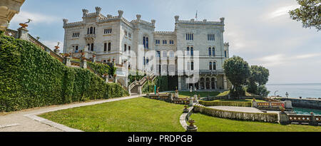 TRIESTE, ITALY - JULY 01, 2015: Miramare Castle, Trieste, Italy, Europe Stock Photo