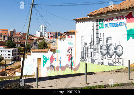 Street art from Sucre, Bolivia. Bolivian town Stock Photo