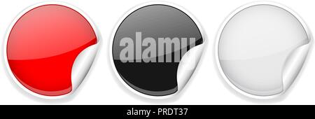 Round colored 3d stickers Stock Vector