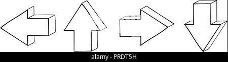 Arrows. Small straight outline signs Stock Vector