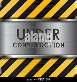 Under construction background. Metal texture with yellow elements Stock Vector