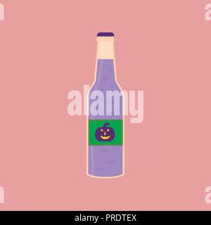 Set of Halloween cocktail icons, spooky drinks with eyeballs, spider, worms, bubbles and other creepy symbols. Elements, objects for holiday card, hol Stock Vector