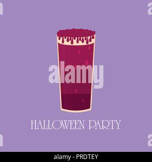 Set of Halloween cocktail icons, spooky drinks with eyeballs, spider, worms, bubbles and other creepy symbols. Elements, objects for holiday card, hol Stock Vector