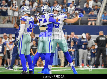 September 30, 2018: Dallas Cowboys linebacker Leighton Vander Esch #55  during an NFL football game between the Detroit Lions and the Dallas Cowboys  at AT&T Stadium in Arlington, TX Dallas defeated Detroit