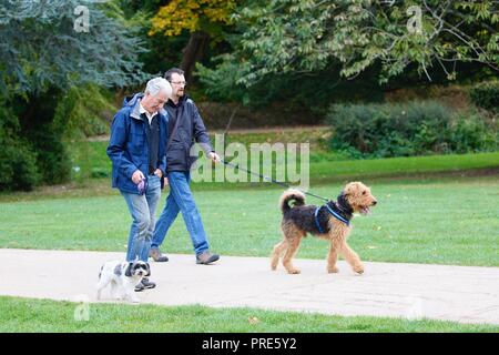 Hastings, East Sussex, UK. 2nd Oct, 2018. UK Weather: Autumnal weather and a slight breeze in the air with heavy rain expected later on as a few people take a stroll around Alexandra park. © Paul Lawrenson 2018, Photo Credit: Paul Lawrenson / Alamy Live News Stock Photo