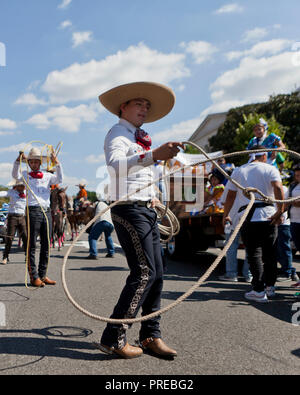 A Vaquero (Mexican cowboy) spinning a lasso Stock Photo