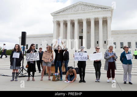 Protesters opposing Supreme Court nominee Brett Kavanaugh in front of the US Supreme Court (Kavanaugh protest) - Washington, DC USA Stock Photo