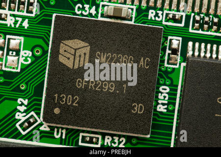 SM flash memory chip on controller PCB - USA Stock Photo