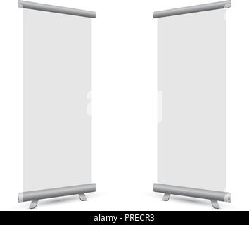 Perspective roll up banner business isolated on white background, stock vector Stock Vector