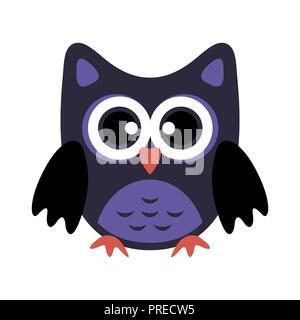 Owl stylized icon in dark blue colors Stock Vector