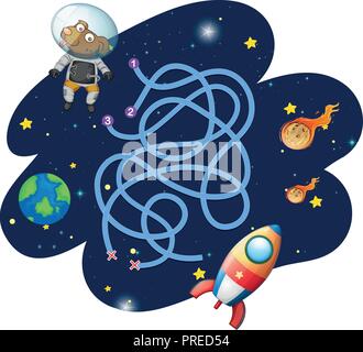 Dog astronaut game template illustration Stock Vector
