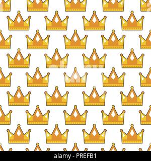 Seamless gold white crown pattern background Stock Vector