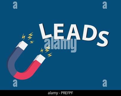 Business concept of hand hold magnet attract leads .Vector Illustration Stock Vector