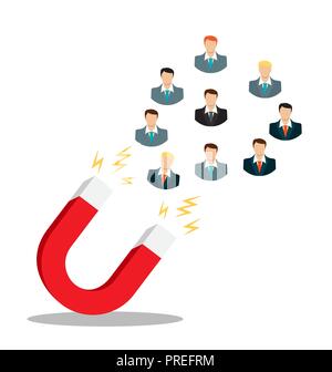 Business concept of hand hold magnet attract leads .Vector Illustration Stock Vector