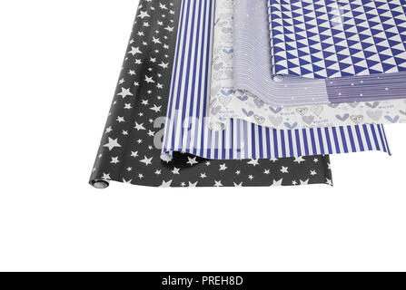 Set of wrapping paper for gifts. Close-up. Stock Photo