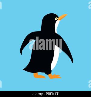 cute penguin animal icon antarctic bird on a blue background vector illustration EPS10 Stock Vector
