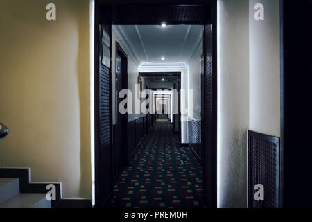 Long corridor in the apartment. long way Stock Photo