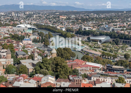 Cityscape of Tbilisi, capital city of Georgia, Caucasus Stock Photo