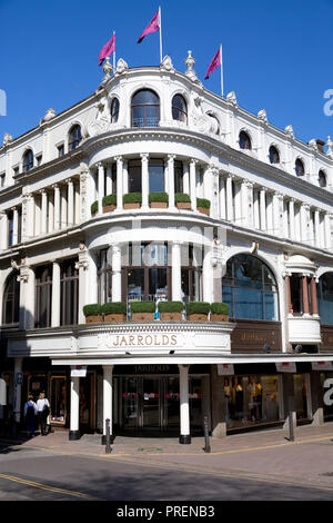 The front entrance to Jarrolds Department store, on the corner of London Street and Exchange Street in the main shopping area Norwich, Norfolk Stock Photo