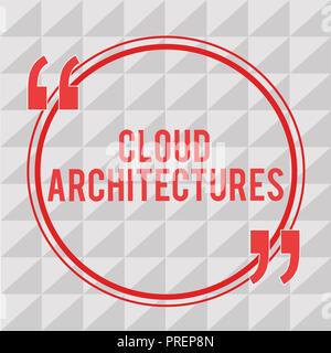 Writing note showing Cloud Architectures. Business photo showcasing Various Engineered Databases Softwares Applications. Stock Photo