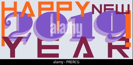 Happy New Year congratulations in trend colors of 2019 with numbers 3D Stock Vector