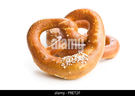Soft salted pretzel isolated on white background. Stock Photo