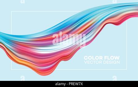 Modern colorful flow poster. Wave Liquid shape in blue color background. Art design for your design project. Vector illustration EPS10 Stock Vector