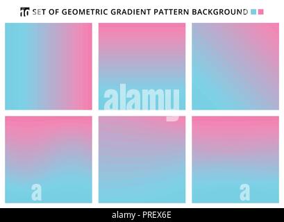 Collection of abstract geometric gradients pattern blue and pink backgrounds. Vector illustration Stock Vector