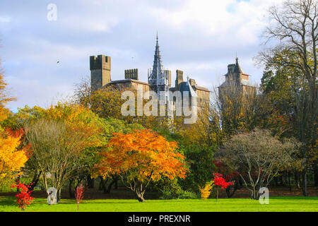 Cardiff Castle, South Wales, UK in the autumn sunshine Stock Photo