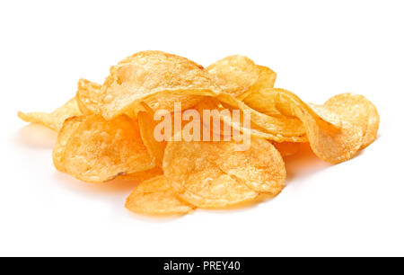 heap of potato chips isolated on white background Stock Photo