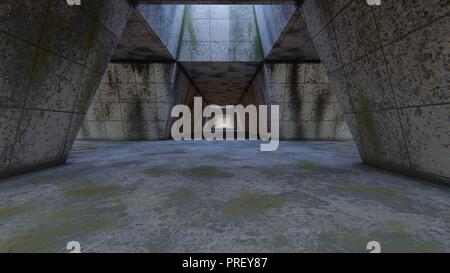 Abandoned futuristic tunnel 3D rendering Stock Photo