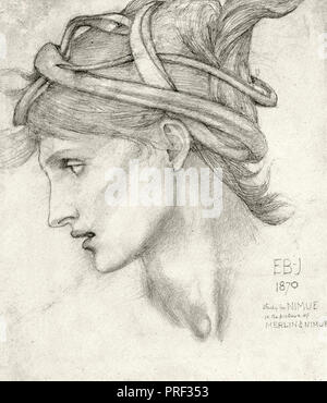 Burne-Jones  Edward Coley - the Beguiling of Merlin 1 3 (Head Study of Maria Zambaco for Nimue) Stock Photo