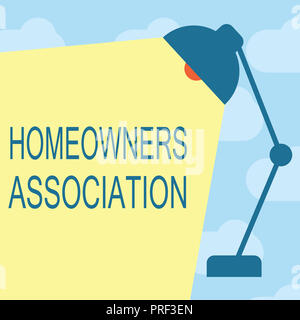 Text sign showing Homeowners Association. Conceptual photo Organization with fee for upkeeps of Gated Community. Stock Photo