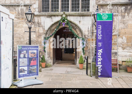 York, UK – 12 Dec 2016: Entrance to the Made in Yorkshire Christmas fair and art & craft market on 12 Dec at York Stock Photo