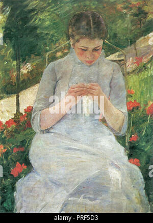 Cassatt  Mary - Young Woman Sewing in the Garden  1886 Stock Photo