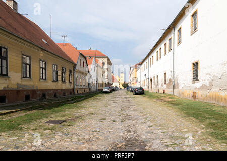 Street in Croatian city of Osijek destroyed in Yoslav wars Stock Photo