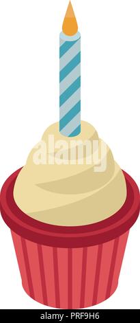 Red cup cake icon, isometric style Stock Vector