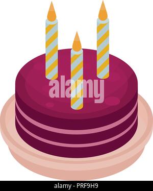 Birthday cake icon, isometric style Stock Vector