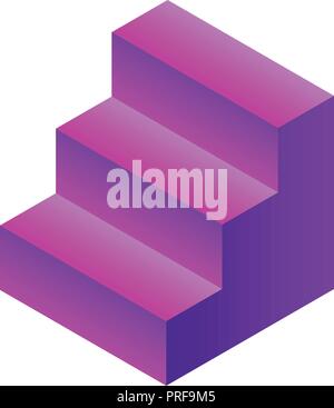 Purple stairs icon, isometric style Stock Vector
