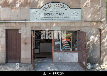 Warsaw, Poland May 31, 2018: kosher store in warsaw jewish neighborhood Stock Photo