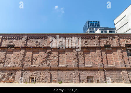 Remains of the ghetto wall in the center of Warsaw Stock Photo