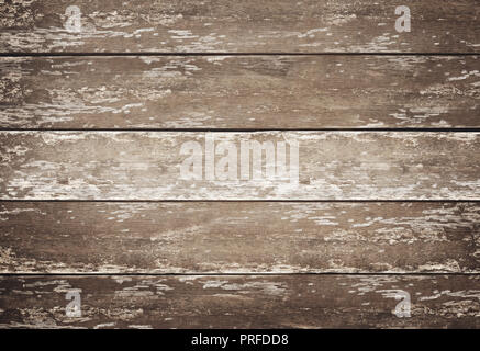 A old and rustic wood table background, top down view. Stock Photo