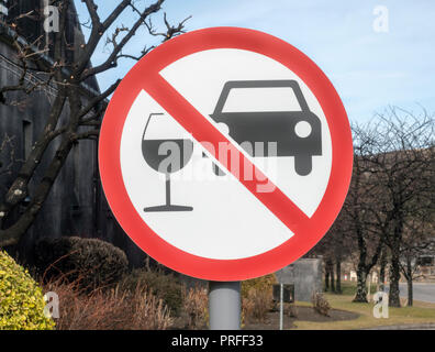 'Don't Drink and drive' road traffic warning sign, Scotland, UK. Stock Photo