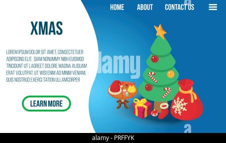 Xmas concept banner, isometric style Stock Vector